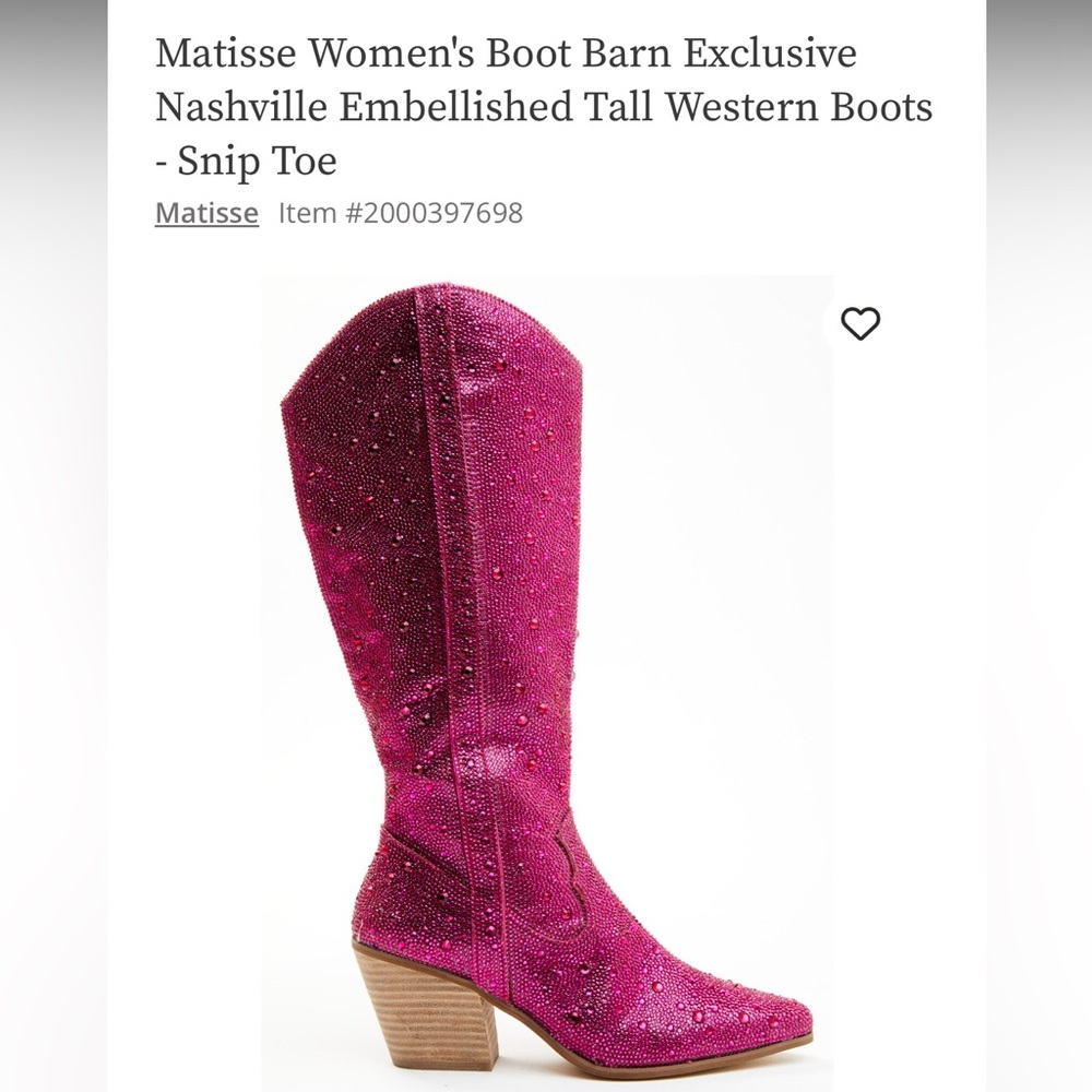 Matisse Pink Rhinestone Nashville Embellished Tall Western Boots Snip Toe 8